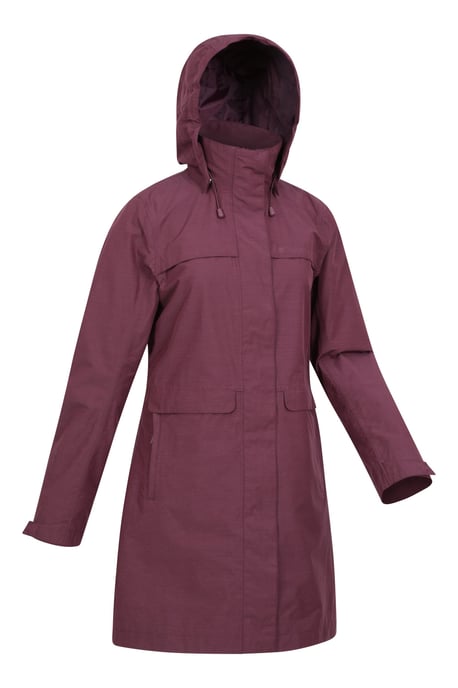 'Cloud Burst' Women's Textured Jacket Waterproof Adjustable Hood Rain Coat Burgundy - Image 6
