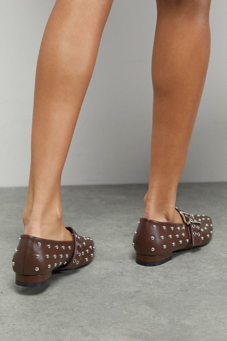 Faith: Clarissa Faux Leather Studded Pointed Ballerinas - Image 4