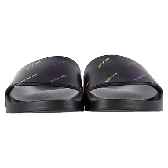 Balenciaga Logotyp Pool Sandaler i Svart Gummi - Image 3