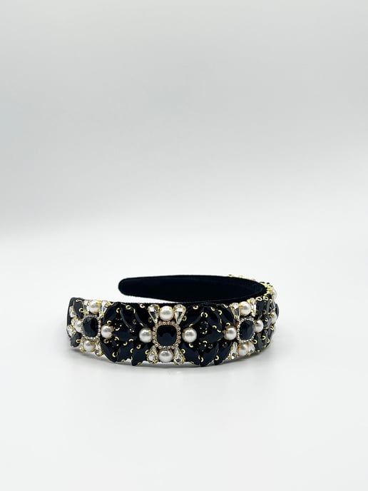 Embellished Crystal Headband In Black - Image 2
