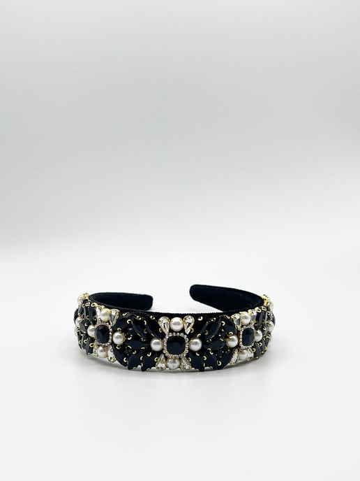 Embellished Crystal Headband In Black - Image 4