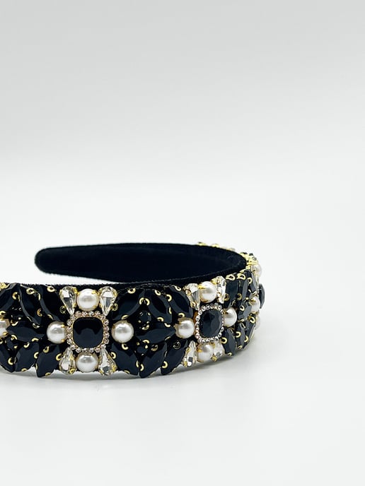 Embellished Crystal Headband In Black - Image 5