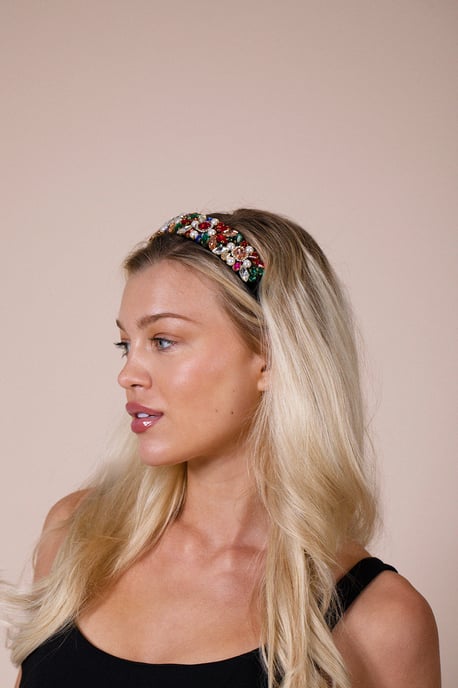 Embellished Crystal Headband In Multi - Image 2