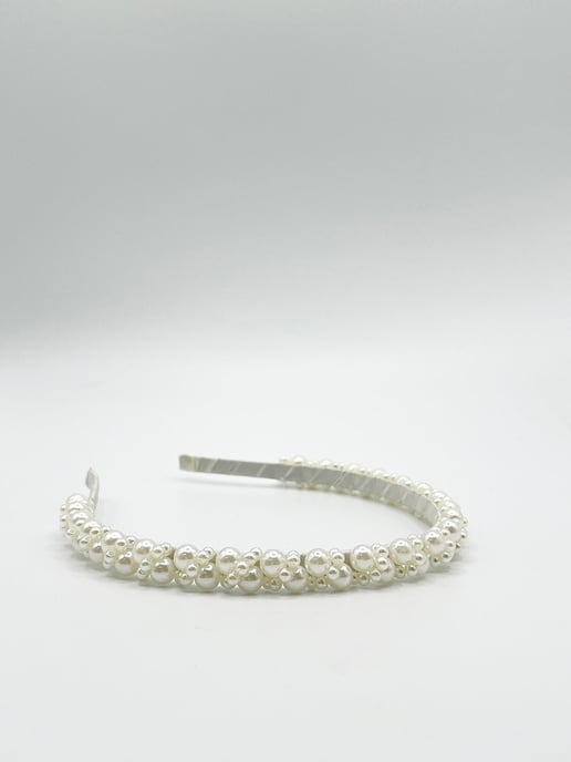 Minimal Pearl Headband In White - Image 2