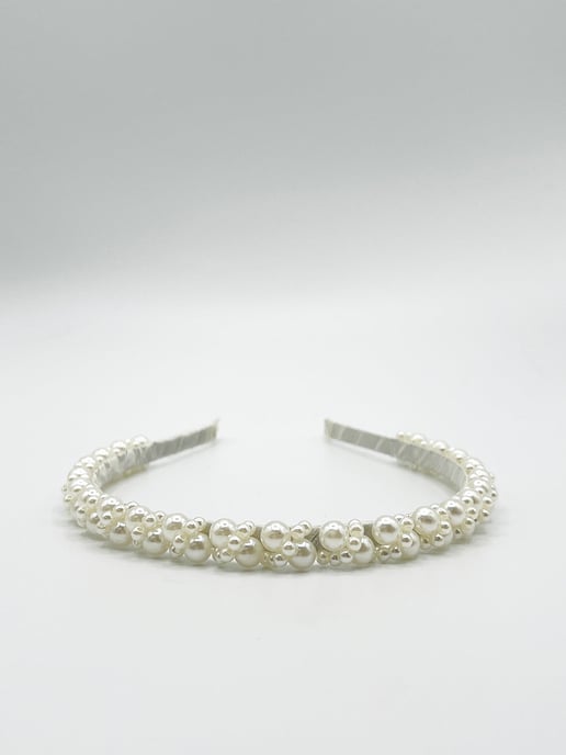 Minimal Pearl Headband In White - Image 4