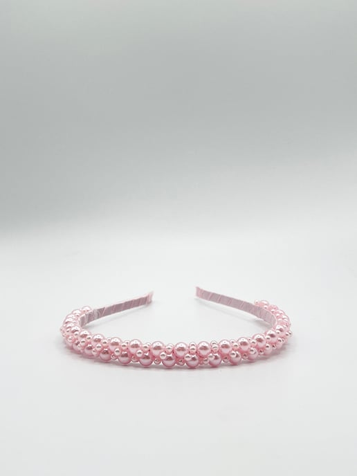 Minimal Pearl Headband In Pink - Image 3