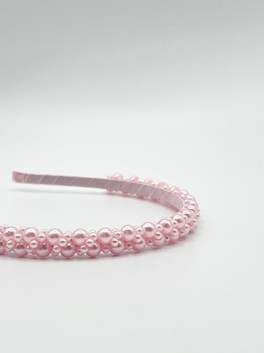 Minimal Pearl Headband In Pink - Image 4