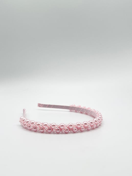 Minimal Pearl Headband In Pink - Image 5