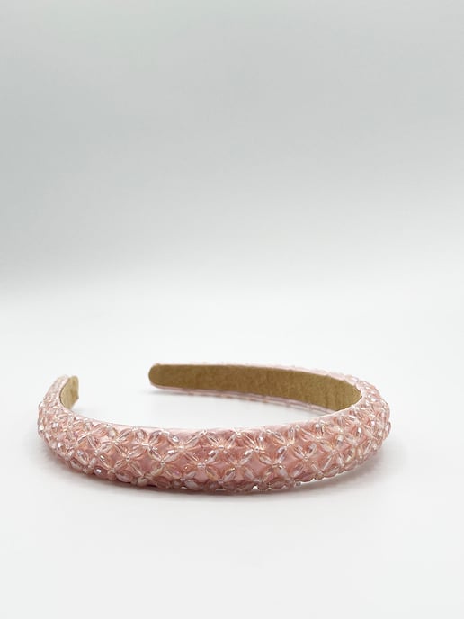 Lattice Beaded Headband In Pink - Image 3