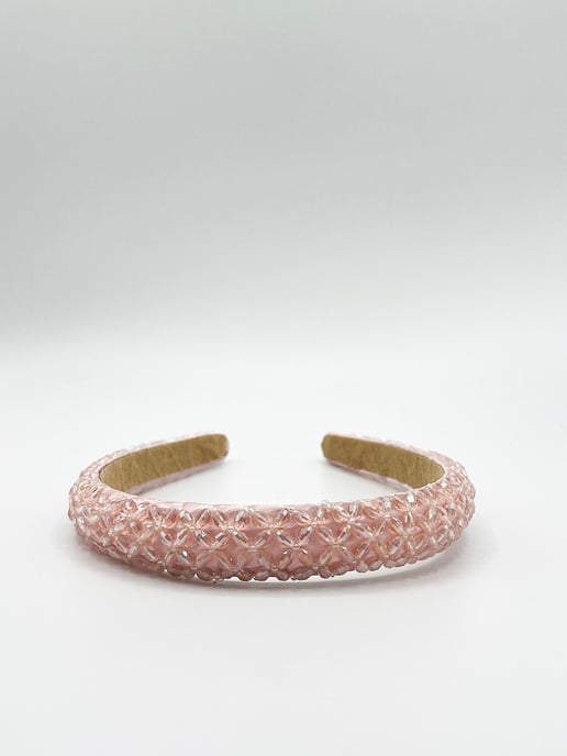 Lattice Beaded Headband In Pink - Image 4