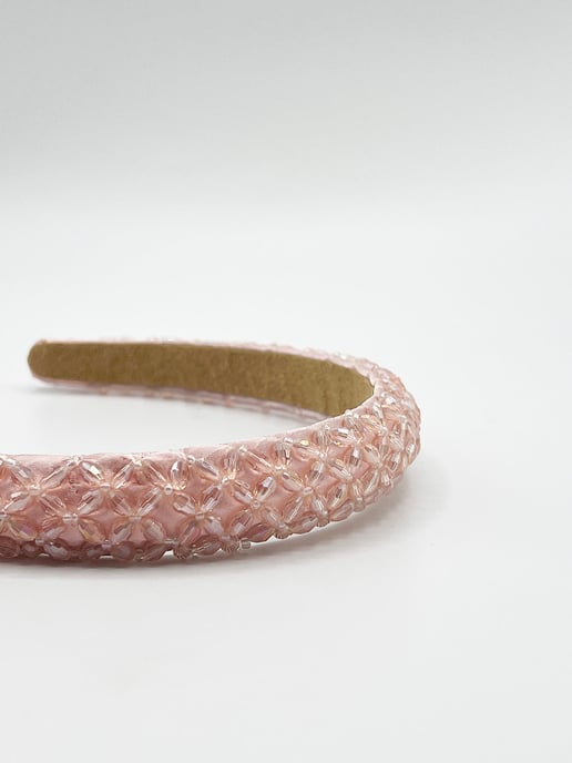 Lattice Beaded Headband In Pink - Image 5