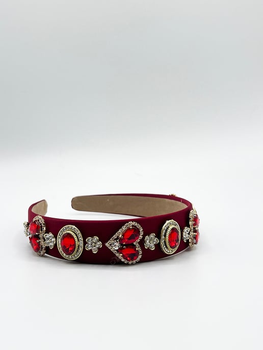 Heart Embellished Headband In Red - Image 2