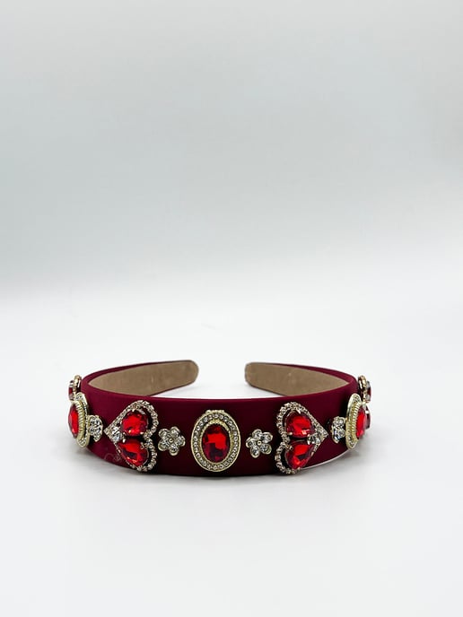 Heart Embellished Headband In Red - Image 4