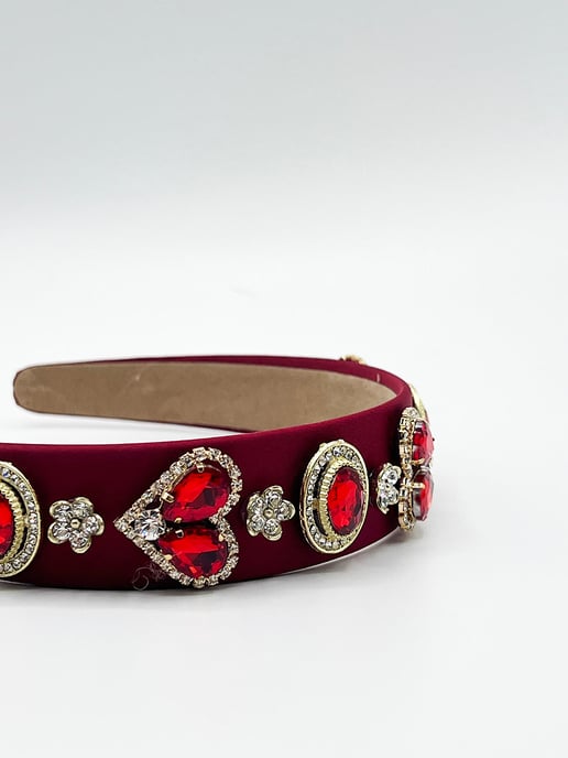 Heart Embellished Headband In Red - Image 5