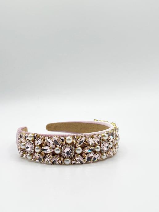 Embellished Crystal Headband In Pink - Image 5