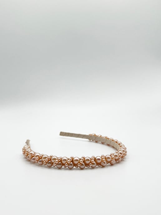 Minimal Pearl Headband In Brown - Image 2