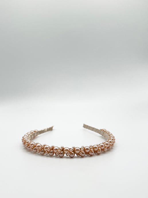 Minimal Pearl Headband In Brown - Image 4