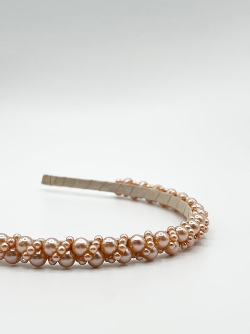 Minimal Pearl Headband In Brown - Image 5