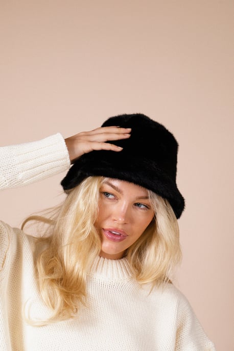 Soft Textured Bucket Hat In Black - Image 1