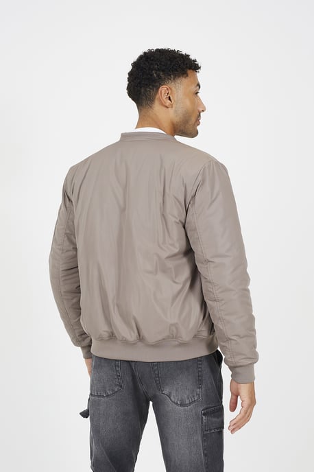 Taupe Bomber Jacket With Sleeve Pocket Detail - Image 2