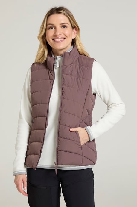 'Opal' Women's Padded Gilet with Front Pockets Winter Warm Rain Coat Taupe - Image 2