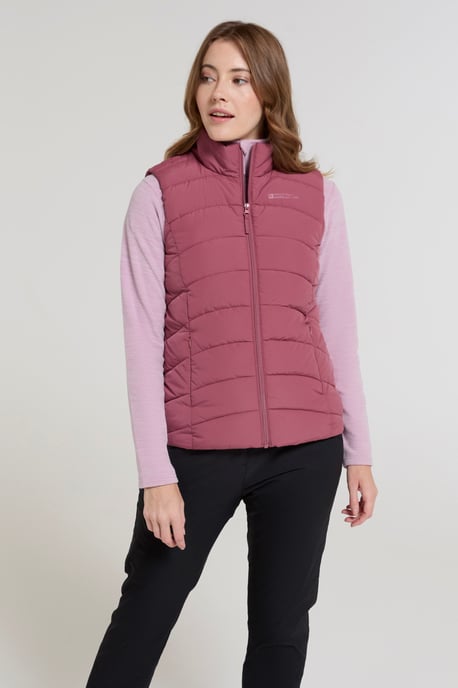 'Opal' Women's Padded Gilet with Front Pockets Winter Warm Rain Coat Pink - Image 1
