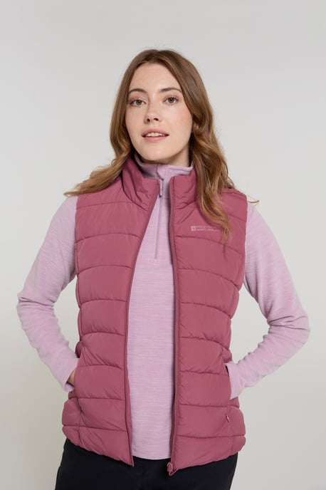 'Opal' Women's Padded Gilet with Front Pockets Winter Warm Rain Coat Pink - Image 2