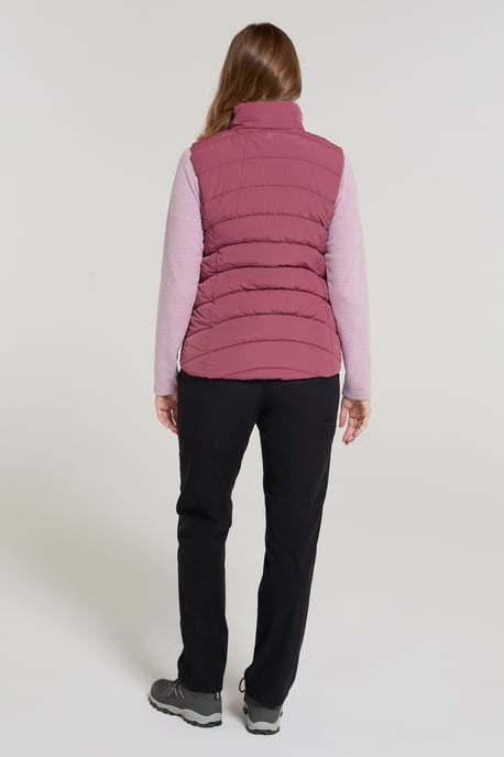'Opal' Women's Padded Gilet with Front Pockets Winter Warm Rain Coat Pink - Image 3