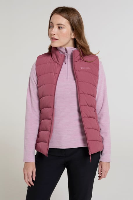 'Opal' Women's Padded Gilet with Front Pockets Winter Warm Rain Coat Pink - Image 4