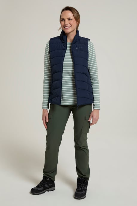 'Opal' Women's Padded Gilet with Front Pockets Winter Warm Rain Coat Navy - Image 2