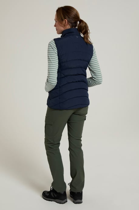 'Opal' Women's Padded Gilet with Front Pockets Winter Warm Rain Coat Navy - Image 3