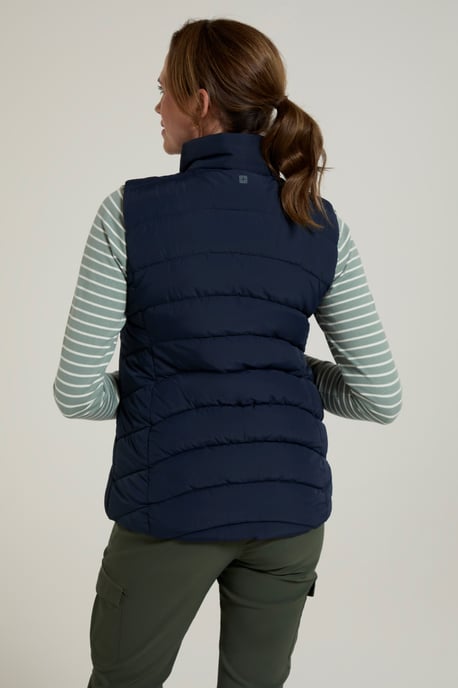 'Opal' Women's Padded Gilet with Front Pockets Winter Warm Rain Coat Navy - Image 4