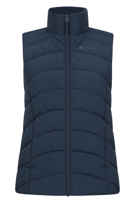 'Opal' Women's Padded Gilet with Front Pockets Winter Warm Rain Coat Navy - Image 5