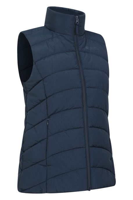 'Opal' Women's Padded Gilet with Front Pockets Winter Warm Rain Coat Navy - Image 6