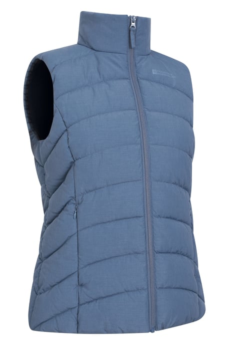 'Opal' Women's Padded Gilet with Front Pockets Winter Warm Rain Coat Blue - Image 3