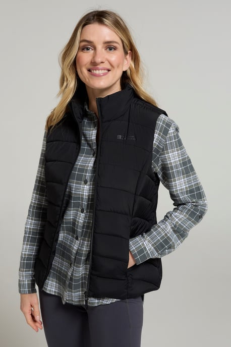 'Opal' Women's Padded Gilet with Front Pockets Winter Warm Rain Coat Black - Image 2