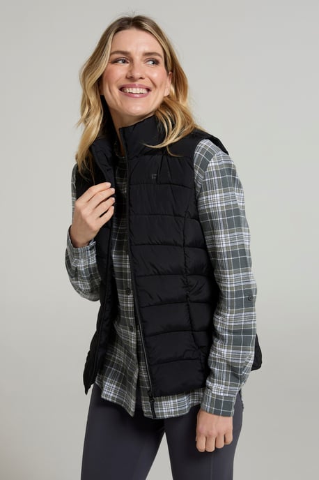 'Opal' Women's Padded Gilet with Front Pockets Winter Warm Rain Coat Black - Image 3