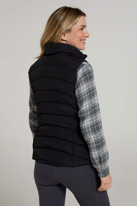 'Opal' Women's Padded Gilet with Front Pockets Winter Warm Rain Coat Black - Image 4