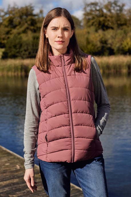 'Opal' Women's Padded Gilet with Front Pockets Winter Warm Rain Coat Pink - Image 2