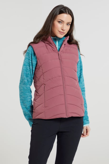 'Opal' Women's Padded Gilet with Front Pockets Winter Warm Rain Coat Pink - Image 3