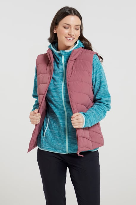 'Opal' Women's Padded Gilet with Front Pockets Winter Warm Rain Coat Pink - Image 5