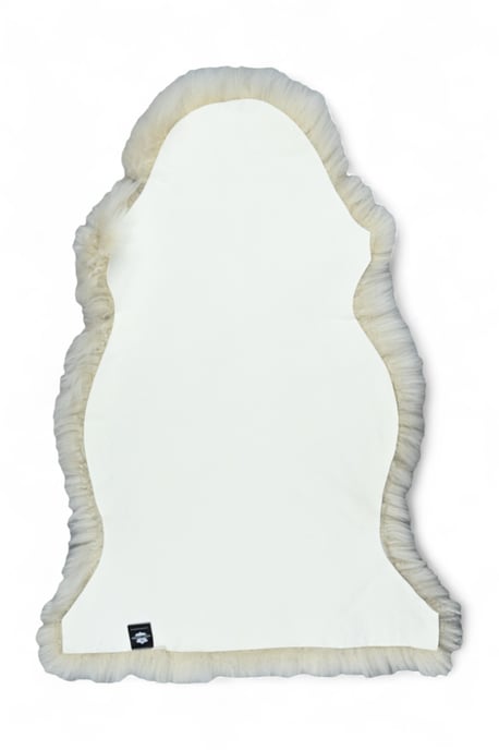Äkta elfenbensfärgad fårskinnsmatta i silkeslen, naturlig mjuk och fluffig ull - Image 3