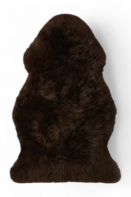Äkta chokladbrunt fårskinn Silkeslen naturlig mjuk fluffig ullmatta - Image 2