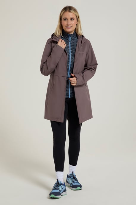 'Hilltop' Women's Waterproof Jacket with Side Pockets Outdoors Rain Coat Beige - Image 2