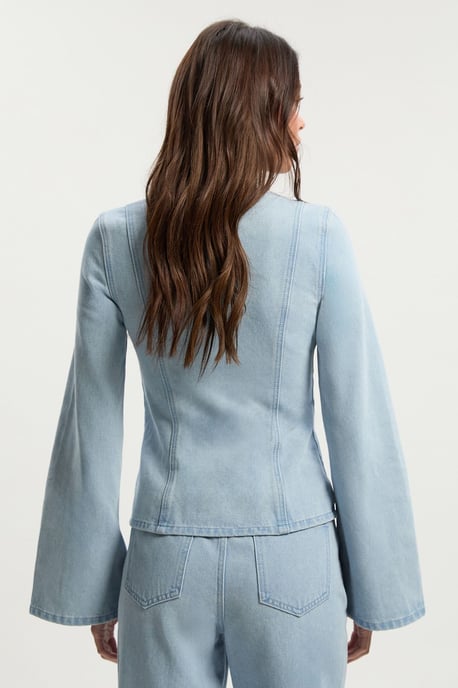 Button Down Seam Detail Denim Jacket - Image 3
