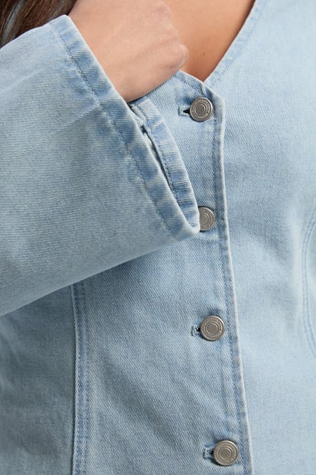 Button Down Seam Detail Denim Jacket - Image 4