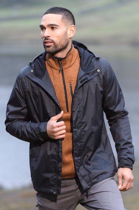 'Torrent' Men's Rain Jacket with Zipped Pockets Waterproof Adjustable Hem Black - Image 1