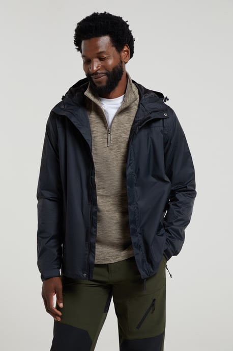'Torrent' Men's Rain Jacket with Zipped Pockets Waterproof Adjustable Hem Black - Image 2