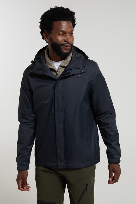 'Torrent' Men's Rain Jacket with Zipped Pockets Waterproof Adjustable Hem Black - Image 3