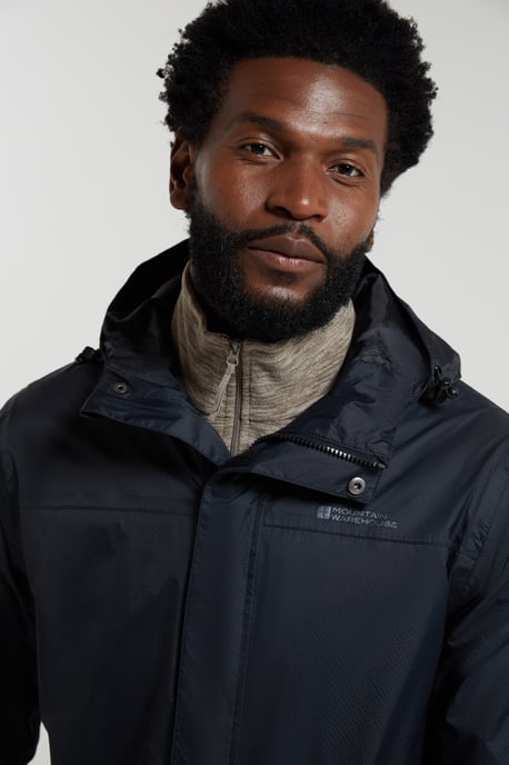 'Torrent' Men's Rain Jacket with Zipped Pockets Waterproof Adjustable Hem Black - Image 4